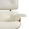 Homeroots 27" Off White and Light Brown Tufted Genuine Leather Swivel Lounge Chair With Ottoman 636225 - alternate 4