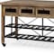 Homeroots Brown Solid Wood Top Kitchen Island With Two Tier Black Metal Rolling 380617 - alternate 4