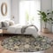 Homeroots 8' Black Green And Brown Round Floral Washable Indoor Outdoor Area Rug 605273 - alternate 5