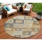 Homeroots 8' Linen Blue And Copper Round Geometric Washable Indoor Outdoor Area Rug 605045 - alternate 1