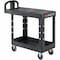 Rubbermaid Commercial Utility Cart with Deep Lipped & Flush Plastic Shelves, Plastic, 500 lb Load Capacity, 2 Shelves FG450500BLA - alternate 1