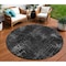 Homeroots 8' Charcoal Gray And Silver Round Geometric Washable Indoor Outdoor Area Rug 588294 - alternate 1