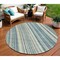 Homeroots 8' Sky Blue Beige And Tan Round Striped Washable Indoor Outdoor Area Rug 615009 - alternate 1