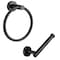 Homeroots Set of Two Black Stainless Steel Wall Mount Towel Ring and Toilet Paper Holder 480408 - alternate 8