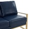 Leisuremod Jefferson Leather Loveseat with Gold Frame, Navy Blue JAG53NBU-L - alternate 3