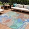 Homeroots 10' X 14' Coral Teal Blue And Mint Green Abstract Washable Indoor Outdoor Area Rug 618543 - alternate 1