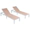 Leisuremod Marlin Patio Chaise Lounge Chair with White Aluminum Frame, Light Brown, 2PK MLW-77LBR2 - alternate 1