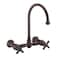 Whitehaus Collection Vintage III Plus Wall Mount Faucet with a  Long Gooseneck Swivel Spout, and Solid Brass Side Spray WHKWCR3-9301-NT-ORB - alternate 3