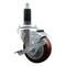 Service Caster 3.5'' SS Maroon Poly Swivel 1-1/8'' Expanding Stem Caster with Brake SCC-SSEX20S3514-PPUB-MRN-TLB-118 - alternate 1