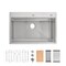 Wrightmaster 33 in. Drop-In Single Bowl 20 Gauge Silver Stainless Steel Kitchen Sink with Drain and Hook ZOR-BR01-332208 - alternate 1