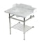 Kingston Brass 30-Inch Carrara Marble Console Sink with Brass Legs and Shelf, 8-Inch, 3-Hole LMS3030MBSQB6 - alternate 1