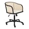 Homeroots Beige and Black Solid Wood Steel And Cane Rattan Adjustable Swivel Rolling Office Chair 558360 - alternate 6