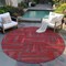 Homeroots 8' Red And Brown Round Geometric Washable Indoor Outdoor Area Rug 598300 - alternate 4