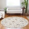 Homeroots 8' Ivory Brown And Coral Round Floral Washable Indoor Outdoor Area Rug 604781 - alternate 5