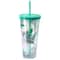 Gibson Home Tropical Sway Vineyard 6Pc 24Oz Double Wall Plastic Tumbler Set with Lid & Straw in Teal 136425.01 - alternate 3