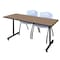 Regency Kobe T-Base Training Seminar Table W/ 2 M Stack Chairs, 66 in W, 24 in L, Noble Oak MKTRCT6624NO47GY - alternate 1