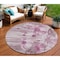 Homeroots 8' Plum Mauve And Pink Round Floral Washable Indoor Outdoor Area Rug 582760 - alternate 1