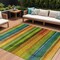 Homeroots 9' X 12' Green Teal Blue And Copper Striped Washable Indoor Outdoor Area Rug 631213 - alternate 1