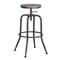 Homeroots Set of Two Walnut and Black Wood and Iron Backless Adjustable Height Swivel Bar Chairs 610391 - alternate 5