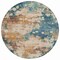 Homeroots 8' Teal Blue And Copper Round Abstract Washable Indoor Outdoor Area Rug 631977 - alternate 4