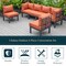 Leisuremod Chelsea 6-Piece Patio Sectional Black Aluminum With Orange Cushions CSBL-6OR - alternate 6