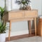 Baxton Studio Baird Mid-Century Modern Light Oak Brown Finished Wood and Rattan 2-Drawer Console Table 176-11250-Zoro - alternate 6