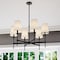 Vaxcel Camden 6 Light Matte Black Chandelier Fixture White Fabric Linen Shade, LED Compatible H0288 - alternate 5