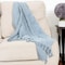 Homeroots 50" X 60" Light Blue Cotton Woven Throw Blanket with Tassels And Fringe 518837 - alternate 3