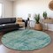 Homeroots 8' Teal Blue And Gray Round Geometric Washable Indoor Outdoor Area Rug 594589 - alternate 6