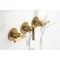 Kingston Brass Triple-Handle Tub and Shower Faucet with Knurled Handle, Brushed Brass KBX8137KNL - alternate 2