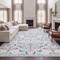 Jonathan Y Primrose Art Nouveau Floral Border Non-Slip Machine-Washable Cream/Turquoise 4 ft. x 6 ft. Area Rug BTF100E-4 - alternate 4