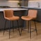Homeroots Set of Two 27" Brown and Black Faux Leather and Metal Low Back Counter Height Bar Chairs, 2PK 719669 - alternate 3