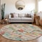 Homeroots 8' Terra Cotta Green And Brown Round Striped Washable Indoor Outdoor Area Rug 603523 - alternate 3