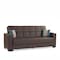 Homeroots 87" Brown Faux Leather Convertible Futon Sleeper Sofa And Toss Pillows With Storage 607089 - alternate 5