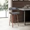 Homeroots 31" Gray And Wood Brown Faux Leather Swivel Bar Height Bar Chair 534470 - alternate 7