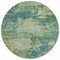Homeroots 8' Teal Blue Beige And Denim Blue Round Abstract Washable Indoor Outdoor Area Rug 630749 - alternate 5
