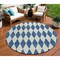 Homeroots 8' Navy Blue And Ivory Round Geometric Washable Indoor Outdoor Area Rug 577069 - alternate 1