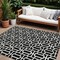 Homeroots 9' X 12' Black And Ivory Geometric Washable Indoor Outdoor Area Rug 594837 - alternate 1