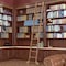 Quiet Glide 9.92 ft. Walnut Sunburst Wheel Brushed Satin Brass Rolling Ladder, 12 ft. Rail QG.210-10WA-12-H.06B - alternate 1