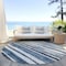 Homeroots 8' Denim Blue And Gray Round Striped Washable Indoor Outdoor Area Rug 605899 - alternate 4