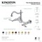 Kingston Brass Two-Handle Wall Mount Bridge Kitchen Faucet, Polished Chrome KS1261AL - alternate 3