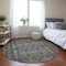 Homeroots 8' Blue Taupe And Beige Round Moroccan Washable Indoor Outdoor Area Rug 577189 - alternate 5