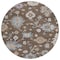 Homeroots 8' Chocolate Beige And Blue Round Floral Washable Indoor Outdoor Area Rug 606148 - alternate 5
