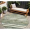 Homeroots 8' Sage And Beige Round Striped Washable Indoor Outdoor Area Rug 605905 - alternate 1