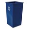 Rubbermaid Commercial 50 gal Square Recycling Bin, Satin Alum/Satin Alum, Plastic FG395973BLUE - alternate 3