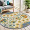Homeroots 5' Ivory Blue Yellow And Orange Round Floral Indoor Outdoor Area Rug 546812 - alternate 5