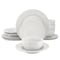 Elama Soyer 16 Piece Textured Design Double Bowl Porcelain Dinnerware Set in White ELM-SOYER16 - alternate 1