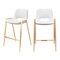 Homeroots Set of Two 26" White And Gold Faux Leather And Steel Low Back Counter Height Bar Chairs 555668 - alternate 5