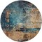 Homeroots 8' Teal Blue Black And Copper Round Abstract Washable Indoor Outdoor Area Rug 606076 - alternate 4