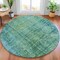 Homeroots 8' Teal Blue And Ivory Round Abstract Washable Indoor Outdoor Area Rug 631103 - alternate 4